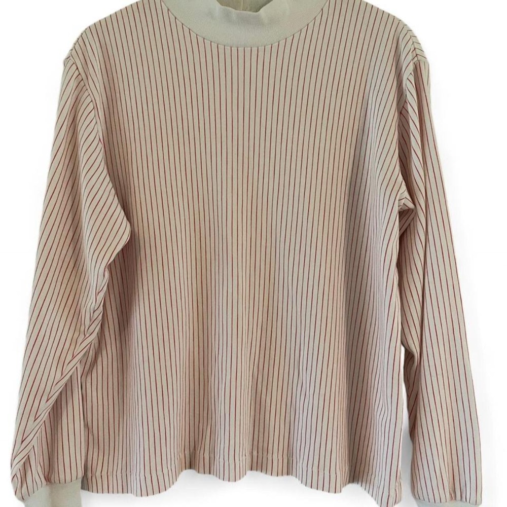 Vintage Mockneck Red‎ Pinstriped Longsleeve